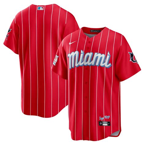 men's nike red miami marlins 2021 city connect replica jersey|miami marlins jersey.